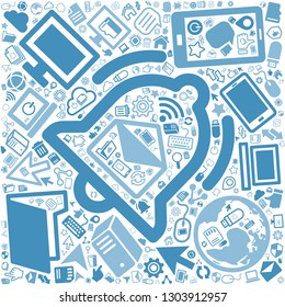 Bell and Computer icon, office and technology concept, vector file for EPS10
