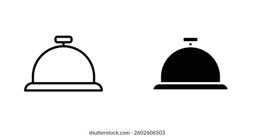 Bell concierge flat Icons in line outline and flat solid style on white background