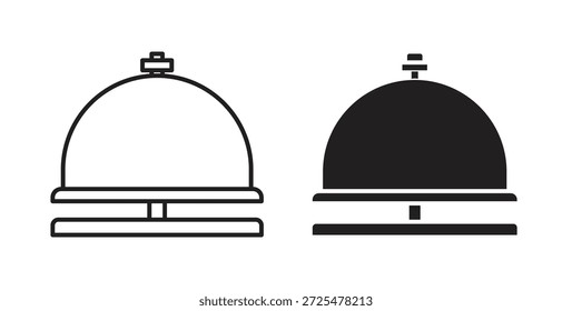 Icono del conserje de Bell con el glifo y la línea. iconos negros del vector para el Web UI