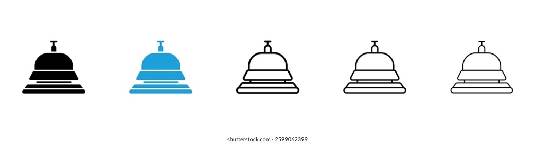 Bell concierge icons vector illustrations in black and blue colors for web and ui designs