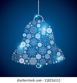 bell consisting of a scattering of scintillating shining snowflakes