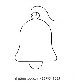 Bell continuous one line art drawing of vector. outline of Bell linear design illustration