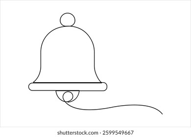 Bell continuous one line art drawing of vector. outline of Bell linear design illustration