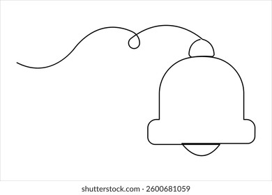 Bell continuous one line art drawing of design. Bell linear design outline vector illustration