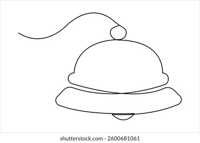 Bell continuous one line art drawing of design. Bell linear design outline vector illustration