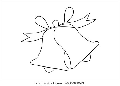 Bell continuous one line art drawing of design. Bell linear design outline vector illustration