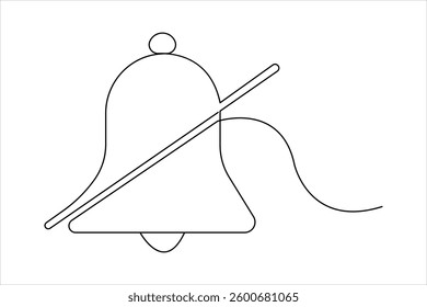Bell continuous one line art drawing of design. Bell linear design outline vector illustration
