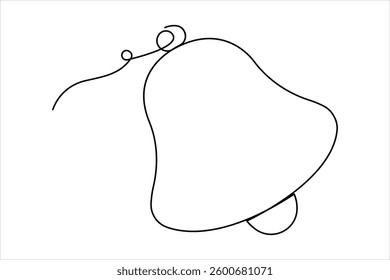 Bell continuous one line art drawing of design. Bell linear design outline vector illustration