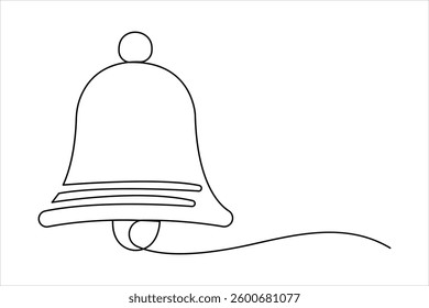 Bell continuous one line art drawing of design. Bell linear design outline vector illustration