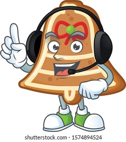 Bell cookies cute cartoon character design with headphone