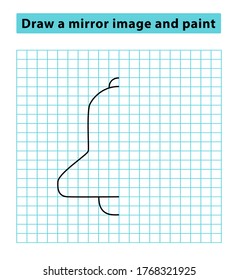 The bell is copied and painted a picture, an educational game for preschoolers, children (children). Complete the picture. Draw a mirror image and paint. Copy the picture. Coloring book.