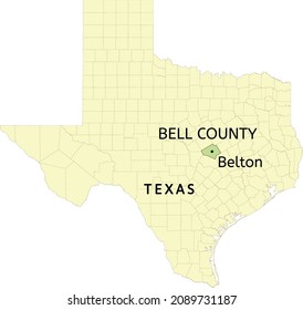 Bell County And City Of Belton Location On Texas State Map