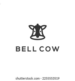 bell with cow head logo design template vector	