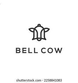 bell with cow head logo design template vector