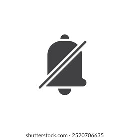 Campainha com um ícone de vetor cruzado. sinal plano preenchido para conceito móvel e web design. Ícone de glifo Ativar Mudo de Notificação. Símbolo de alerta silenciado, ilustração de logotipo. Gráficos vetoriais