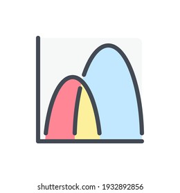 Bell Curve Chart Color Line Icon. Curve Graph Report Vector Outline Colorful Sign.