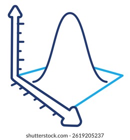 Bell Curve icon represented by Bell Curve Dual Line style.