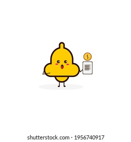 Bell with data coin cute character illustration