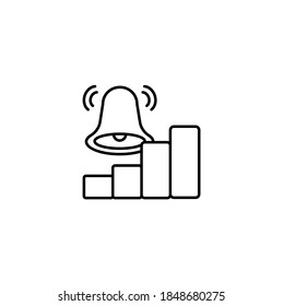 Bell and diagram, rising alarm simple thin line icon vector illustration