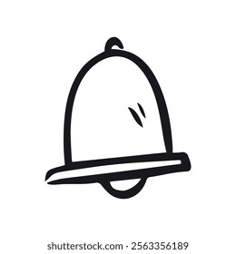 Bell Doodle Icon, line hand drawn notification symbol vector design. Great for mobile app, web design, game, etc