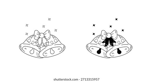 Icono de conjunto de garabatos de campana con Vector de fondo blanco
