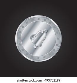 Bell embossed realistic silver / platinum coin precious Icon / Logo Design