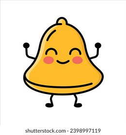 Bell emoticon color element. Cartoon happy character. Mascot of emotions. Happy new year. 