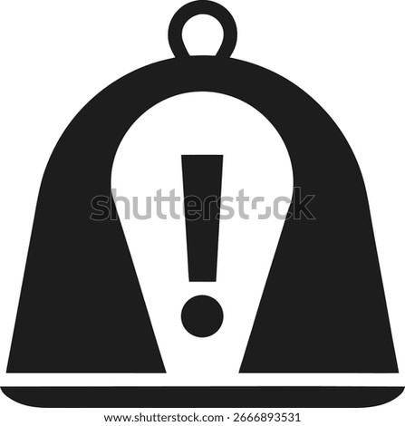 Bell with exclamation mark icon, alert symbol isolated on white background