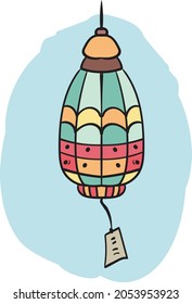 Bell Feng Shui, Japanese Wind chime Design element Cartoon Vector illustration