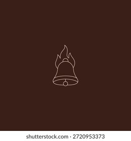 Bell and flame line art logo symbolizing alert, spirit, and awakening.
