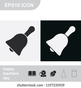 Bell flat black and white vector icon.