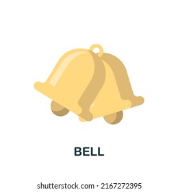 Glocke flaches Symbol. Farbiges Elementzeichen aus der Weihnachtskollektion. Flat Bell Symbol für Webdesign, Infografiken und mehr.