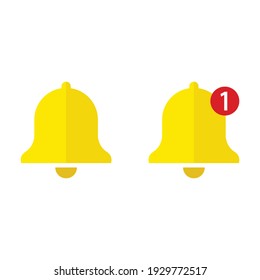 Bell flat icon with long shadow on white background 