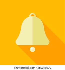 Bell flat icon with long shadow on color background , vector illustration , eps10