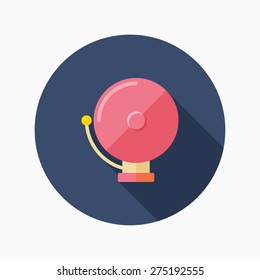 bell flat icon with long shadow on blue circle background , educational concepts , vector illustration 