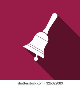 Bell flat icon with long shadow. Vector Illustration