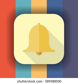 bell flat icon with long shadow, vector illustration