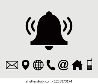bell Flat icon, notification icon symbols vector, with contact us set icon vector