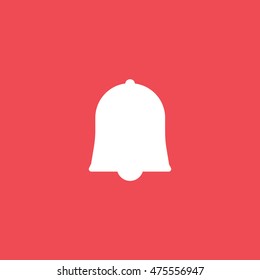 Bell Flat Icon On Red Background