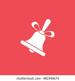 Bell Flat Icon On Red Background