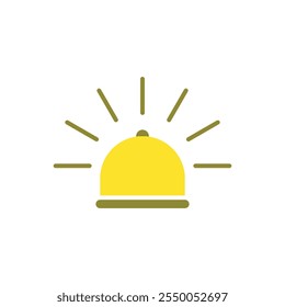 Icono de campana plana, restaurante, campana de recepción, ilustración de diseño de Vector de campana de hotel. 