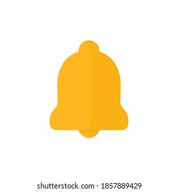 Bell flat icon. Yellow alarm symbol. Vector illustration isolated on the white background 