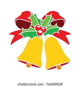 Bell. Flat Vector icon - illustration of christmas golden bell icon isolated on white.
