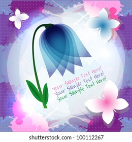 Bell flower, campanula card,  vector illustration.