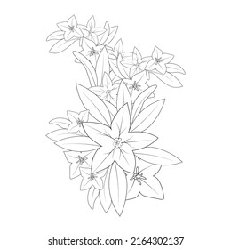 bell flower drawing coloring page of doodle style print graphic element