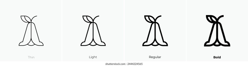 bell flower icon. Thin, Light Regular And Bold style design isolated on white background