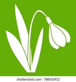 Bell flower icon white isolated on green background. Vector illustration
