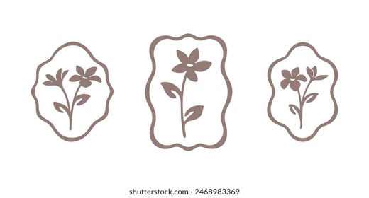 Glockenblumen-Illustration mit Rahmen. Stilisierte Vektorgrafik Blumenblume für Drucke, Bekleidung, Muster, Verpackungen und Postkarten.