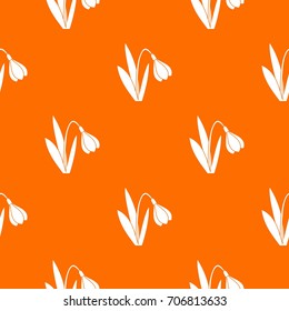 Bell flower pattern repeat seamless in orange color for any design. Vector geometric illustration