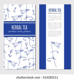 Bell flower vector etching sketch hand drawn isolated on white background, Seamless floral pattern, decorative texture for design card, packaging cosmetic, herbal tea, label florist shop, beauty salon